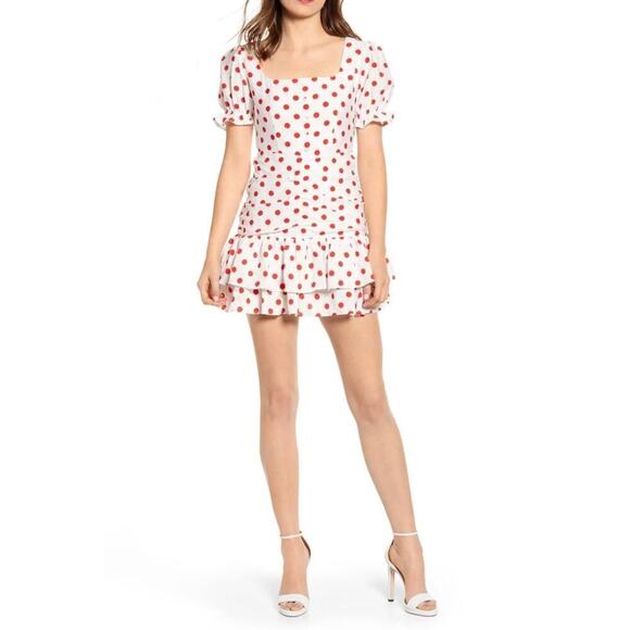 Anthropologie Endless Rose Woman Red And White Polka Dot Ruffle Dress, S… - Picture 2 of 13